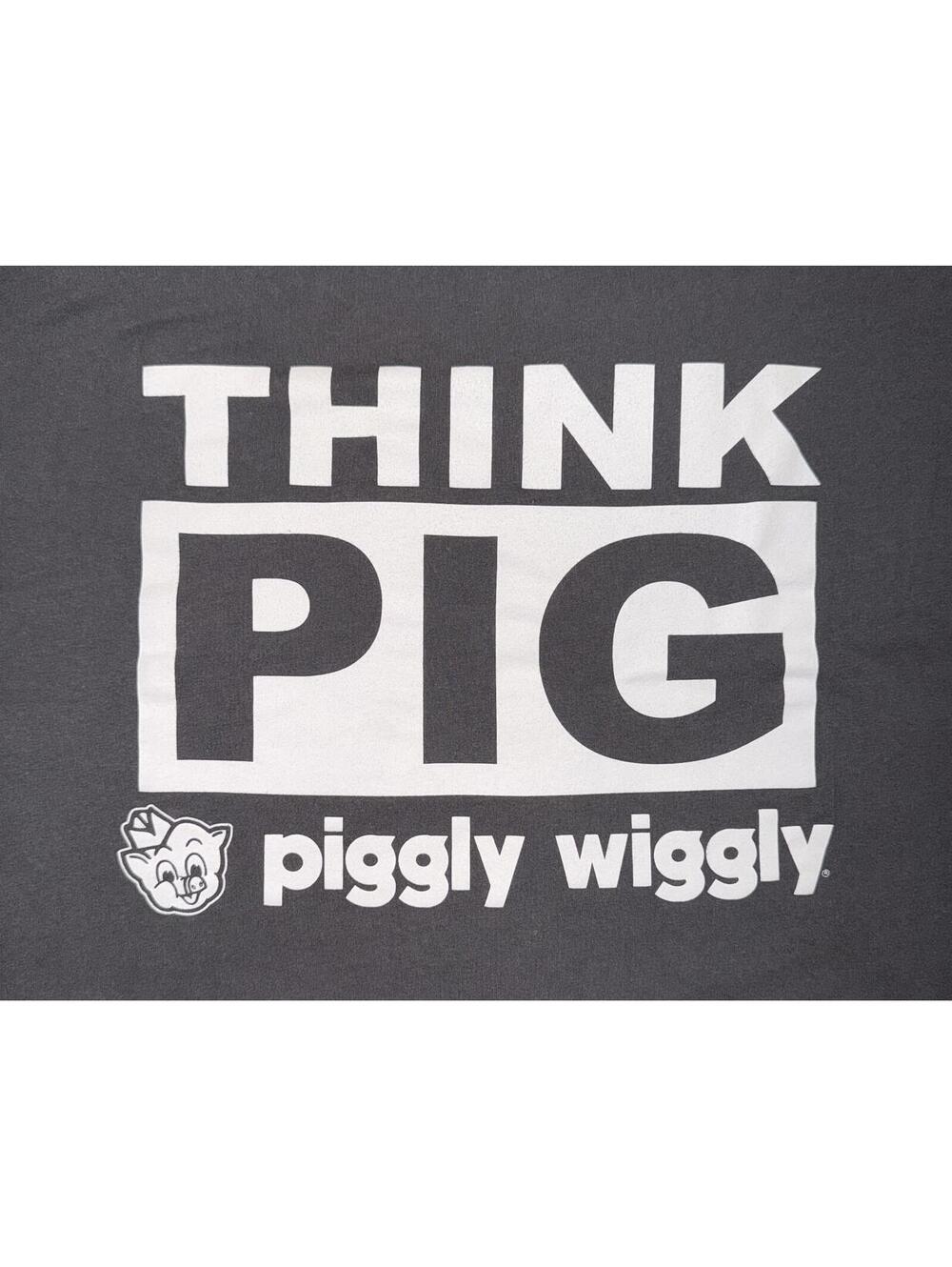 Piggly Wiggly Dark Gray “Think Pig” Graphic Short Sleeve T-Shirt, Size Large